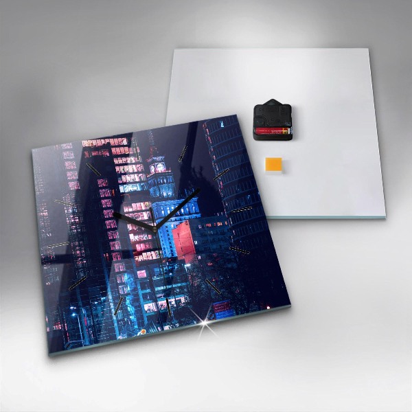 Szögletes fali üvegóra Varsó éjszaka