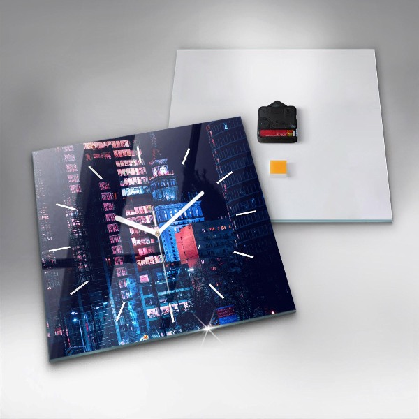 Szögletes fali üvegóra Varsó éjszaka