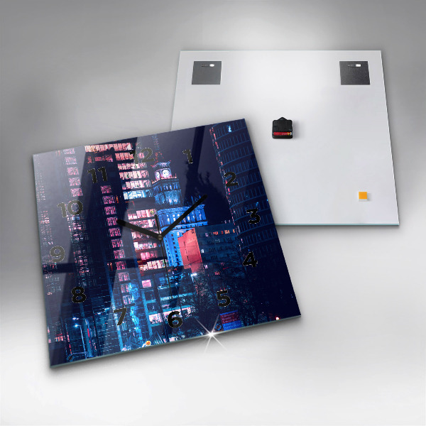 Szögletes fali üvegóra Varsó éjszaka