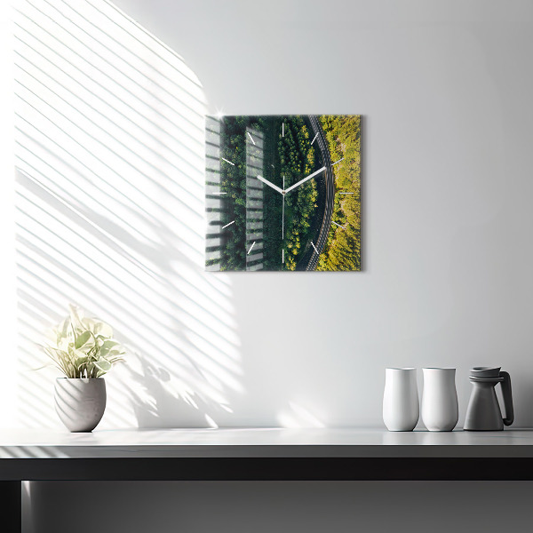 Szögletes fali üvegóra Erdő madártávlatból