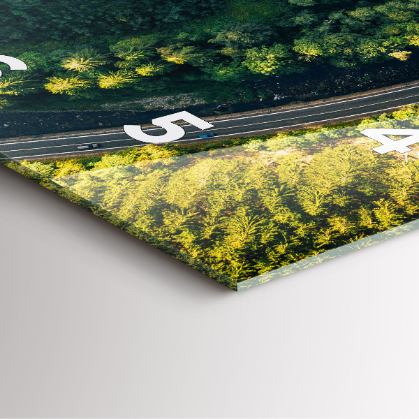 Szögletes fali üvegóra Erdő madártávlatból