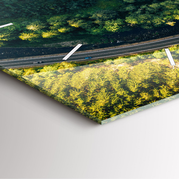 Szögletes fali üvegóra Erdő madártávlatból