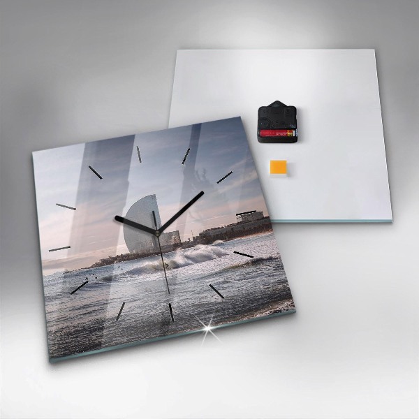 Szögletes fali üvegóra Barcelona szörfös