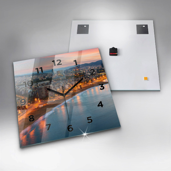 Szögletes fali üvegóra Barcelona Beach