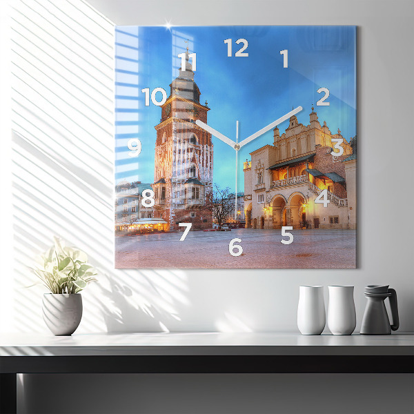 Szögletes fali üvegóra Fő piactér Krakkóban