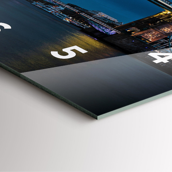 Szögletes fali üvegóra Tower Bridge London éjjel