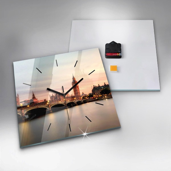 Szögletes fali üvegóra Big Ben London panoráma