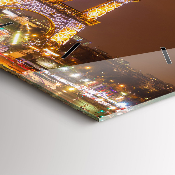 Szögletes fali üvegóra Kivilágított Eiffel-torony