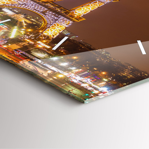 Szögletes fali üvegóra Kivilágított Eiffel-torony