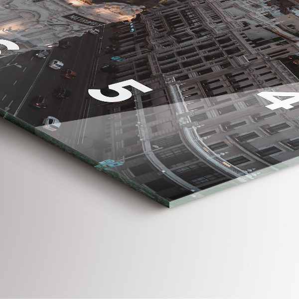 Szögletes fali üvegóra Városok naplementekor