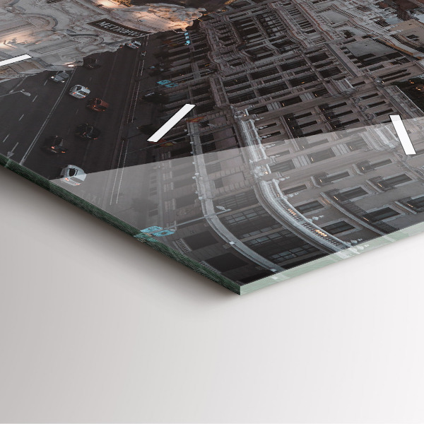 Szögletes fali üvegóra Városok naplementekor