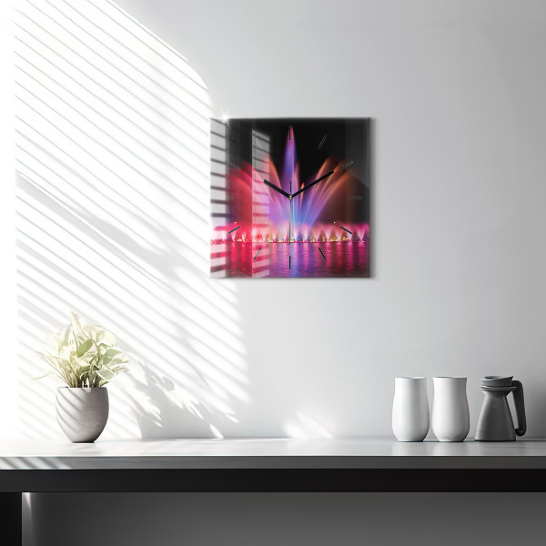 Szögletes fali üvegóra Wroclaw-kút éjjel