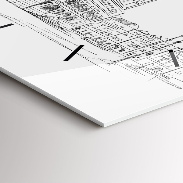 Szögletes fali üvegóra Vázlat Poznań óvárosáról