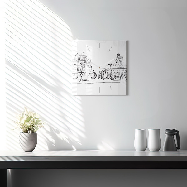 Szögletes fali üvegóra Poznań város illusztrációja