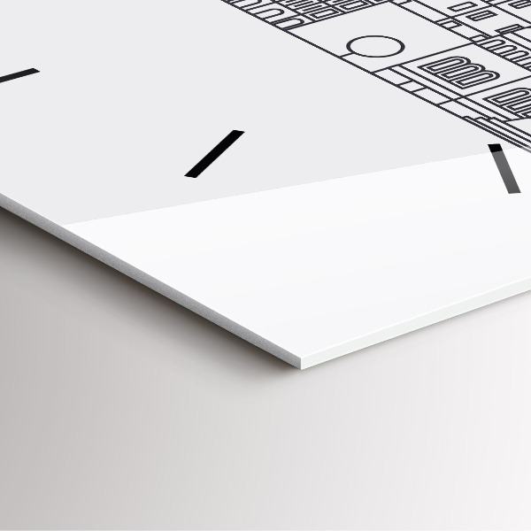 Szögletes fali üvegóra Lodz építészeti panorámája