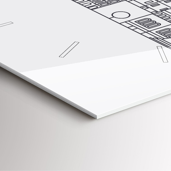 Szögletes fali üvegóra Lodz építészeti panorámája