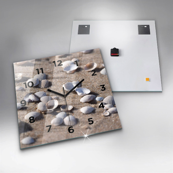 Szögletes fali üvegóra Tengeri kagylók a tengerparton