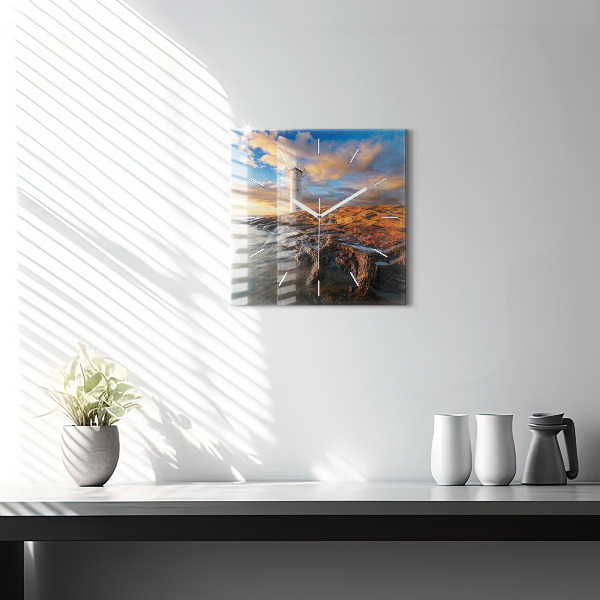 Szögletes fali üvegóra A világítótorony és a Balti-tenger