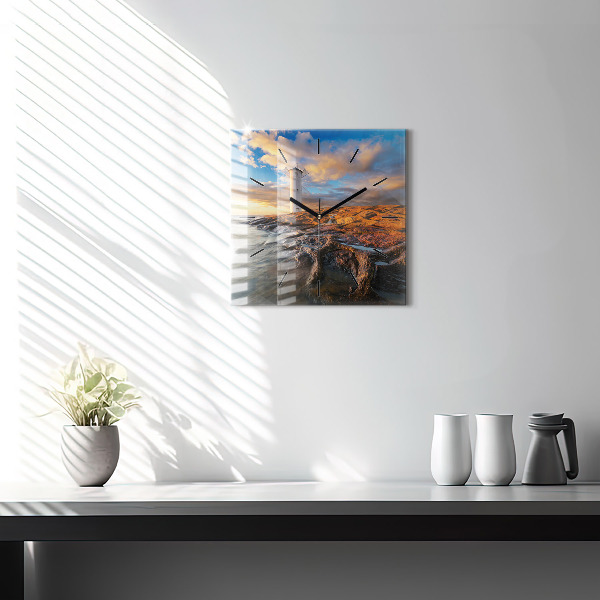 Szögletes fali üvegóra A világítótorony és a Balti-tenger