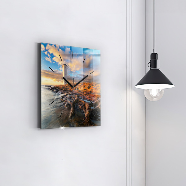 Szögletes fali üvegóra A világítótorony és a Balti-tenger