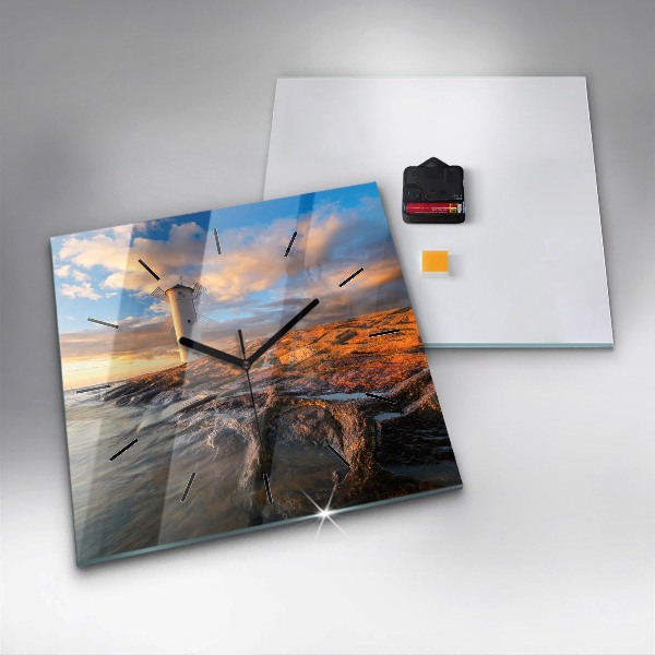 Szögletes fali üvegóra A világítótorony és a Balti-tenger