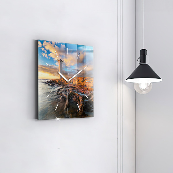 Szögletes fali üvegóra A világítótorony és a Balti-tenger