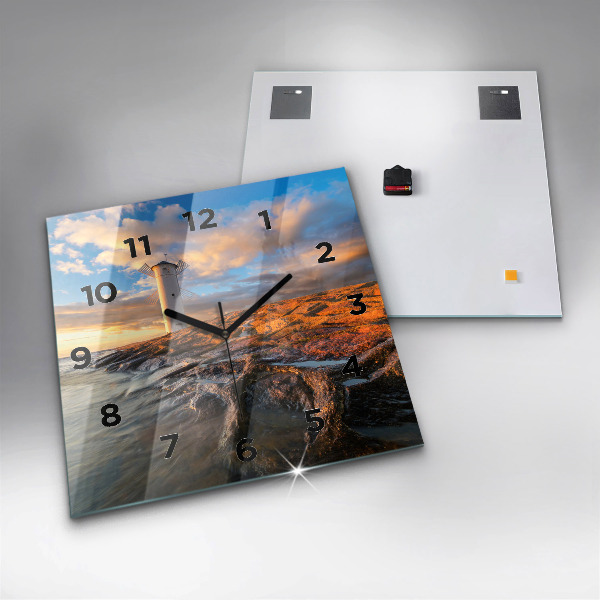 Szögletes fali üvegóra A világítótorony és a Balti-tenger