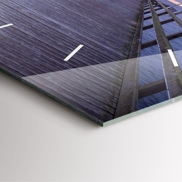 Szögletes fali üvegóra Móló a Balti-tengeren