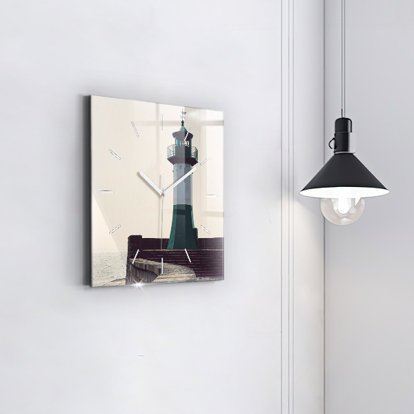 Szögletes fali üvegóra A világítótorony és a tenger