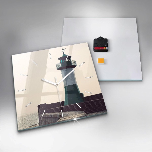 Szögletes fali üvegóra A világítótorony és a tenger