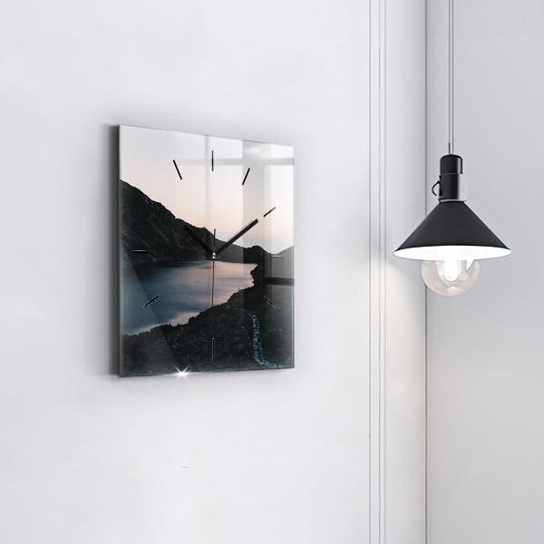 Szögletes fali üvegóra Tó és hegyek