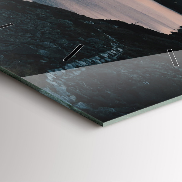 Szögletes fali üvegóra Tó és hegyek