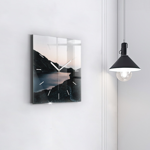 Szögletes fali üvegóra Tó és hegyek