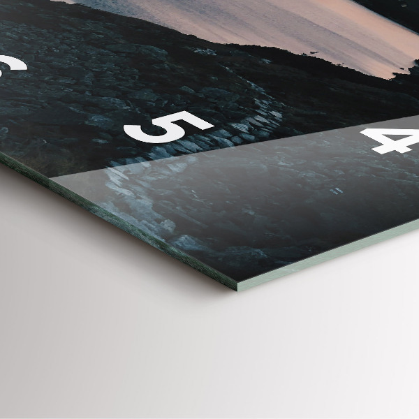 Szögletes fali üvegóra Tó és hegyek