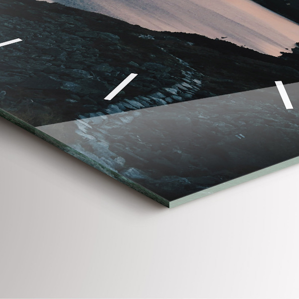 Szögletes fali üvegóra Tó és hegyek