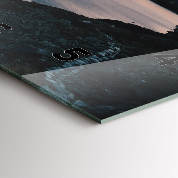 Szögletes fali üvegóra Tó és hegyek