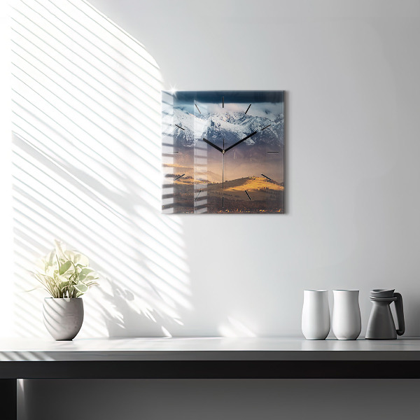 Szögletes fali üvegóra Téli táj a Tátrában