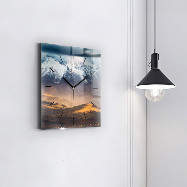 Szögletes fali üvegóra Téli táj a Tátrában