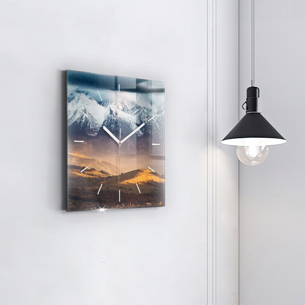 Szögletes fali üvegóra Téli táj a Tátrában