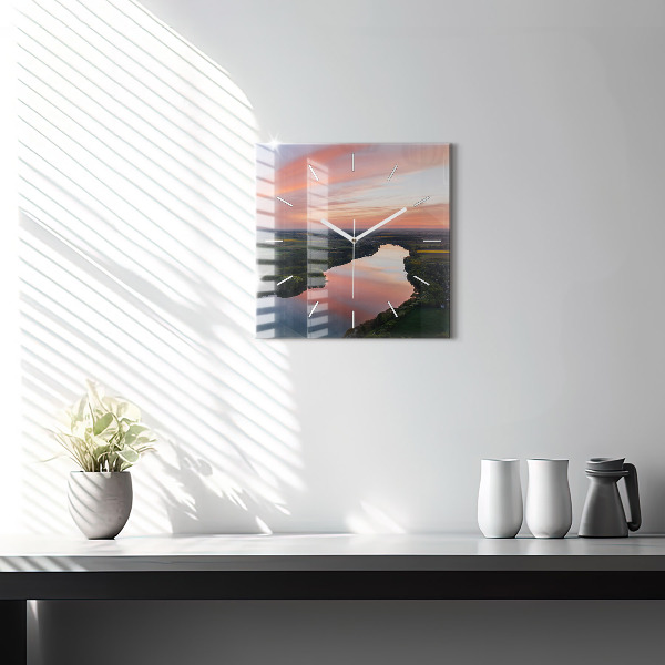 Szögletes fali üvegóra Kilátás a tóra