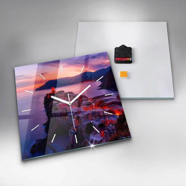 Szögletes fali üvegóra Házak a tó közelében