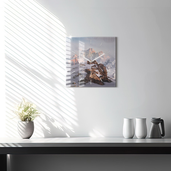 Szögletes fali üvegóra Hóval borított hegy