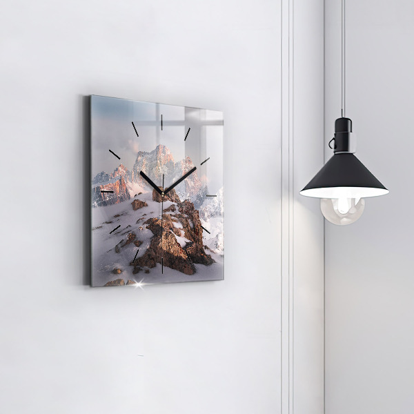 Szögletes fali üvegóra Hóval borított hegy