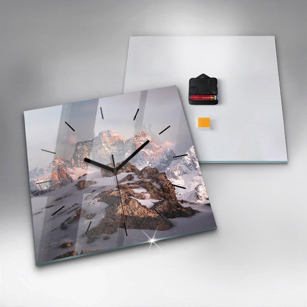 Szögletes fali üvegóra Hóval borított hegy