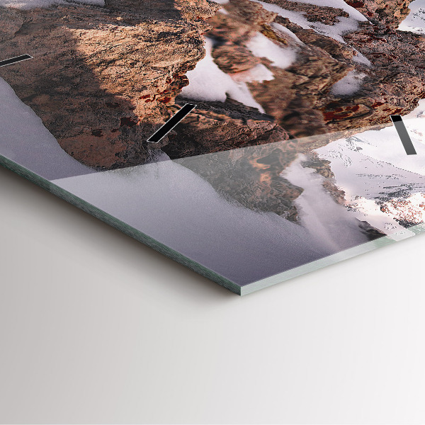 Szögletes fali üvegóra Hóval borított hegy