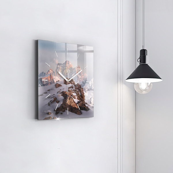 Szögletes fali üvegóra Hóval borított hegy