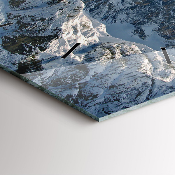 Szögletes fali üvegóra Hegyek kék ég alatt