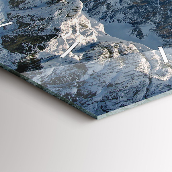 Szögletes fali üvegóra Hegyek kék ég alatt