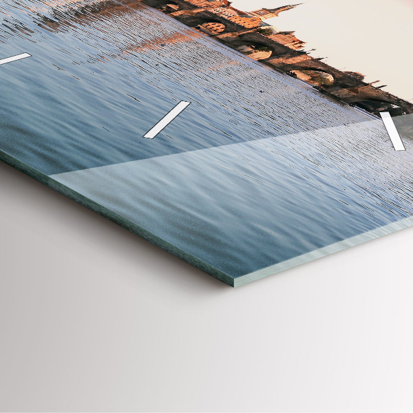 Szögletes fali üvegóra Károly híd Prágában