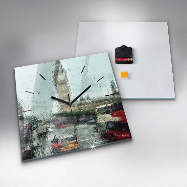 Szögletes fali üvegóra Esős London